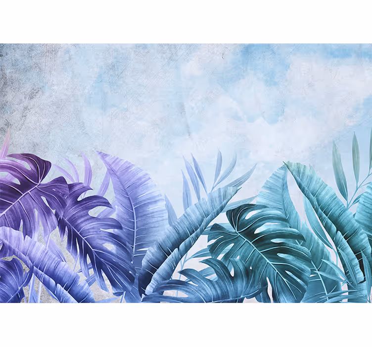 Fotomural naturaleza Plantas tropicales azules y moradas - TenVinilo