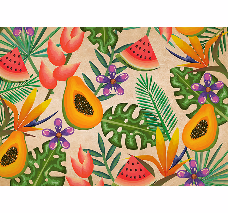 Fotomural naturaleza Fauna y frutas de safari tropical - TenVinilo