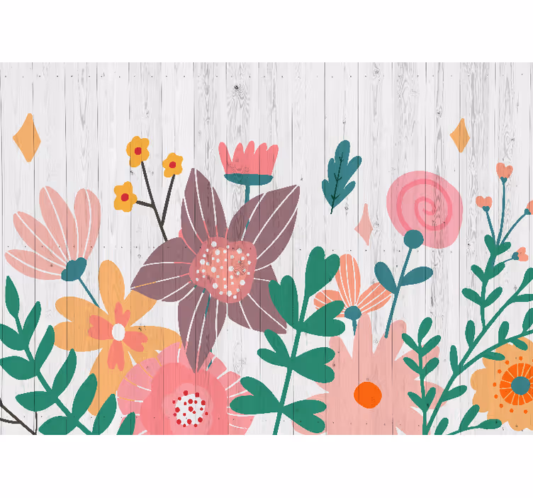 Mural de flores obra de arte floral colorida - TenVinilo