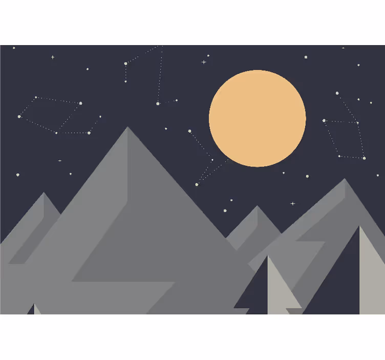 Mural del espacio picos de montaña iluminados por la luna - TenVinilo