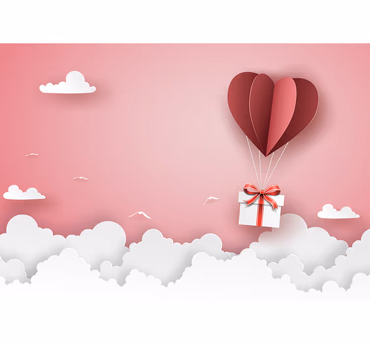 Mural de amor regalo de globo corazón - TenVinilo