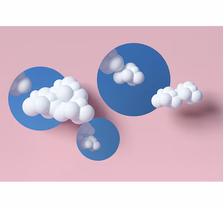 Mural infantil Nubes blancas y fondo rosa - TenVinilo