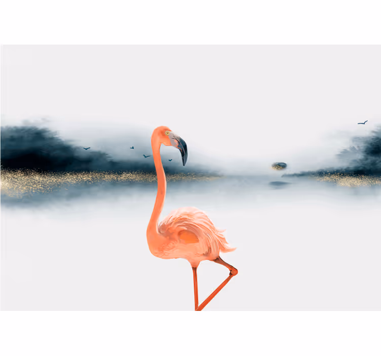 Mural de animales elegante posición de flamenco - TenVinilo