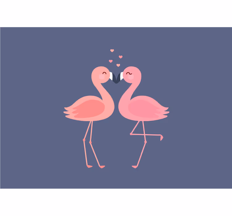 Mural para salón Flamencos formando un corazón - TenVinilo