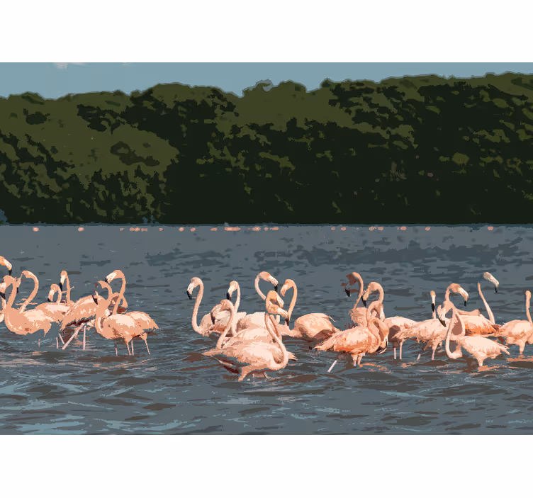 Mural de animales reunión de flamencos - TenVinilo