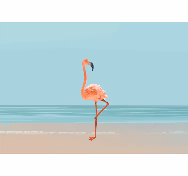 Mural de mar flamingo de la orilla - TenVinilo