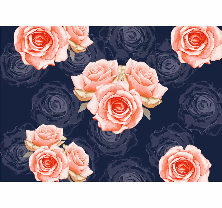 Mural de rosas flores elegantes en rosa - TenVinilo