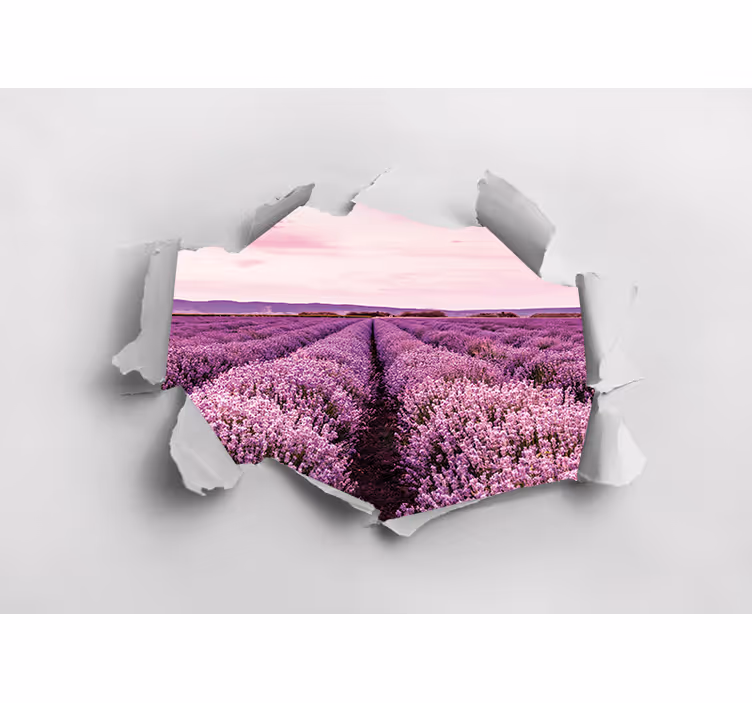 Mural de flores vista de campo de lavanda - TenVinilo