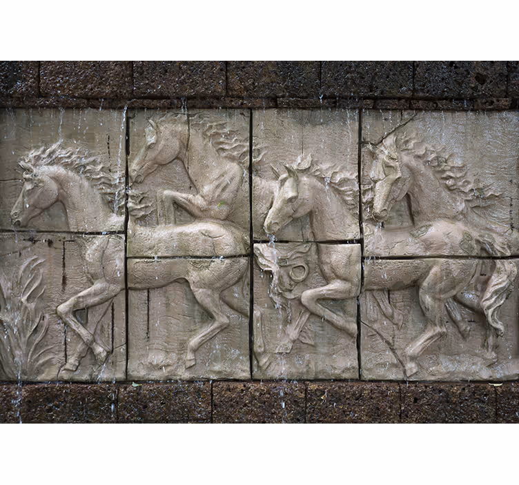 Mural de animales caballos galopantes en relieve - TenVinilo