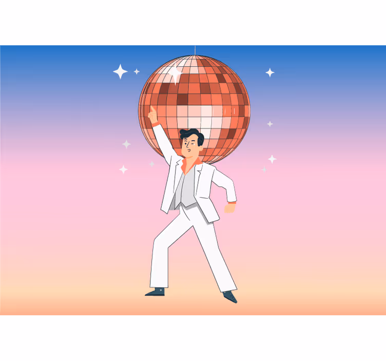 Fotomural juvenil Ilustración de bola de discoteca con colores - TenVinilo