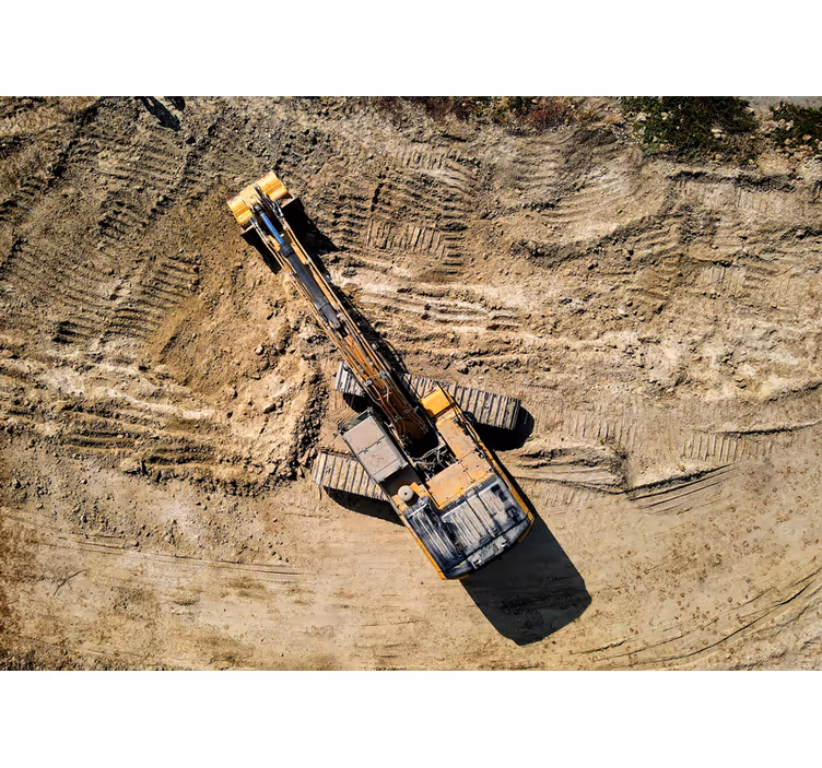 Mural de vehículos excavadora en acción - TenVinilo