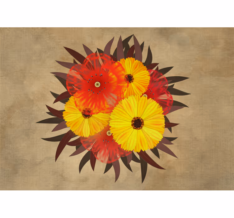 Mural de flores arreglo de flores vivas - TenVinilo