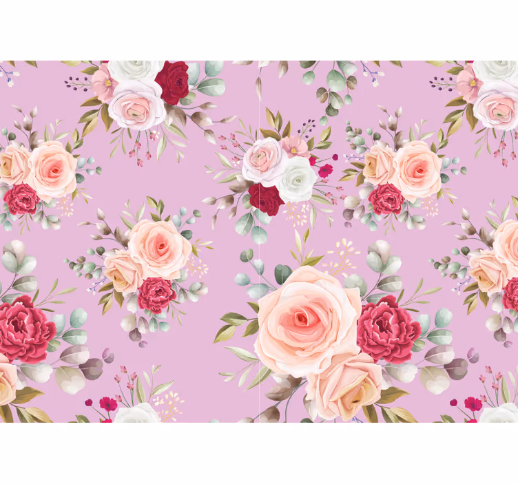 Mural de flores diseño de ramo floral - TenVinilo