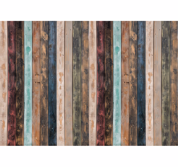Fotomural madera Tablones verticales pintados de colores - TenVinilo
