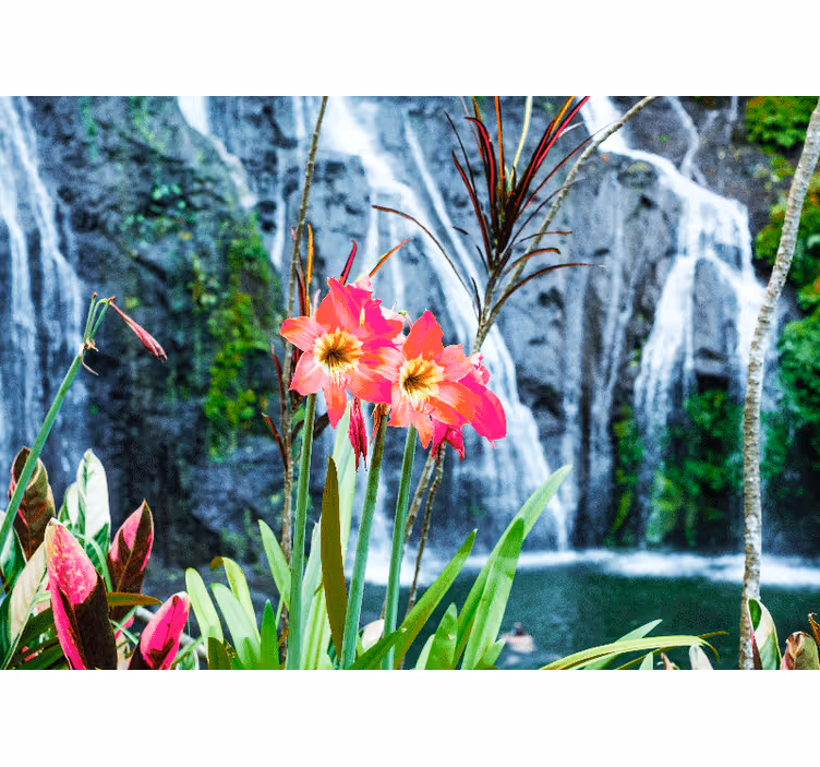 Fotomural de cascada Cascada de flores rosadas - TenVinilo