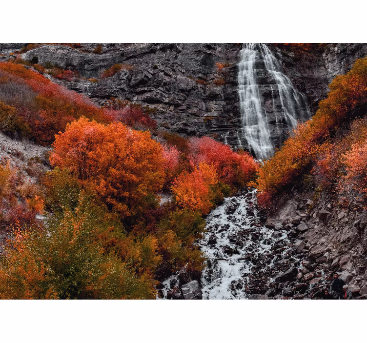 Mural de cascada escena de cascada en otoño - TenVinilo