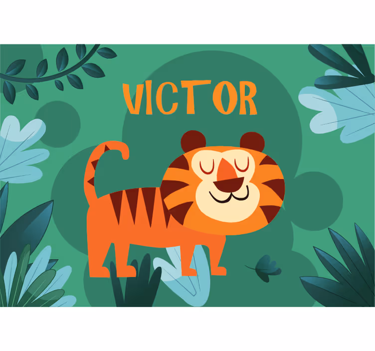 Mural personalizable tigre amigable - TenVinilo