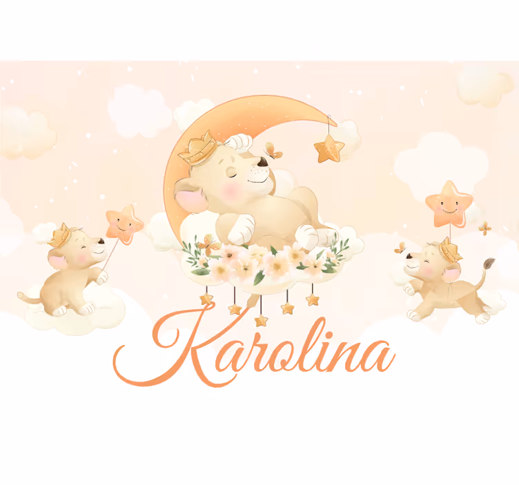 Mural de animales escena de león soñador - TenVinilo