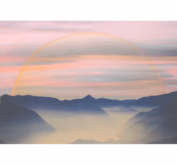 Mural de paisajes escena del arcoíris en montaña - TenVinilo