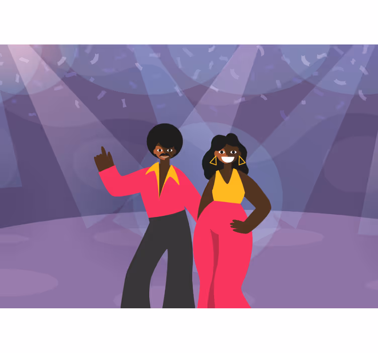 Mural de música pareja bailando disco - TenVinilo