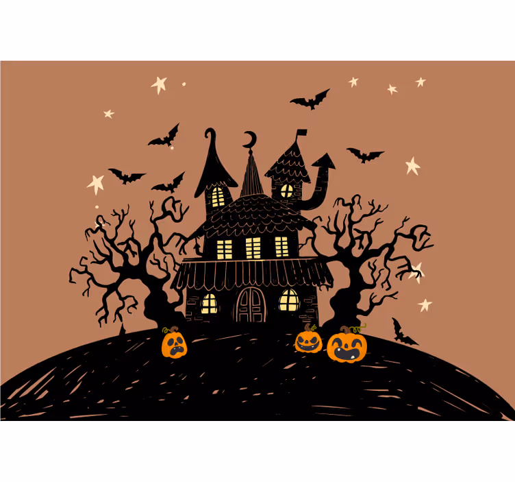 Mural halloween castillo de calabazas embrujadas - TenVinilo