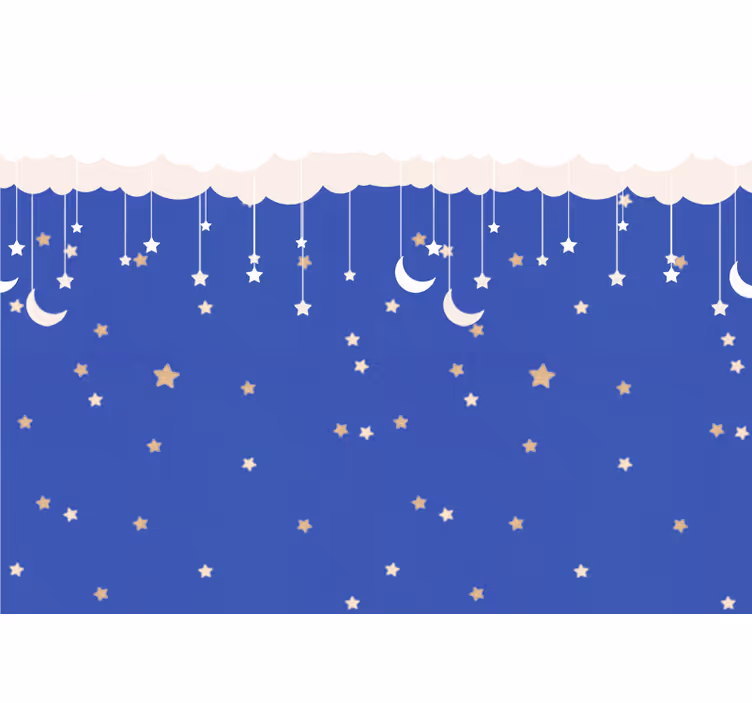Fotomural para bebés Nubes de dibujos animados con estrellas y la - TenVinilo