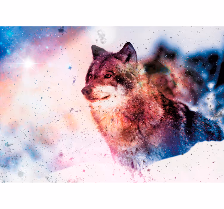 Mural de animales lobo cósmico solitario - TenVinilo