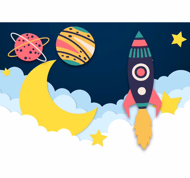 Fotomural para bebés Galaxia de estilo de papel de colores - TenVinilo