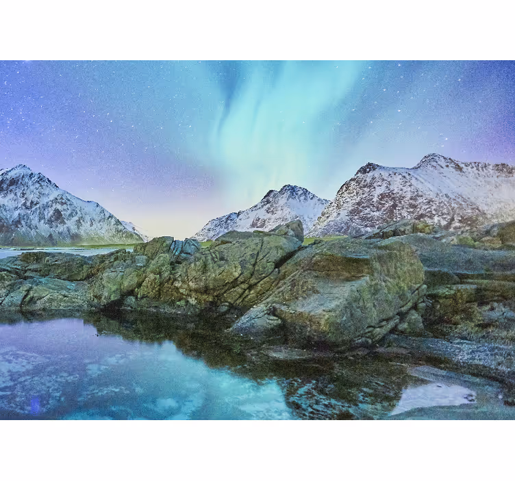 Mural para salón Auroras boreales y - TenVinilo