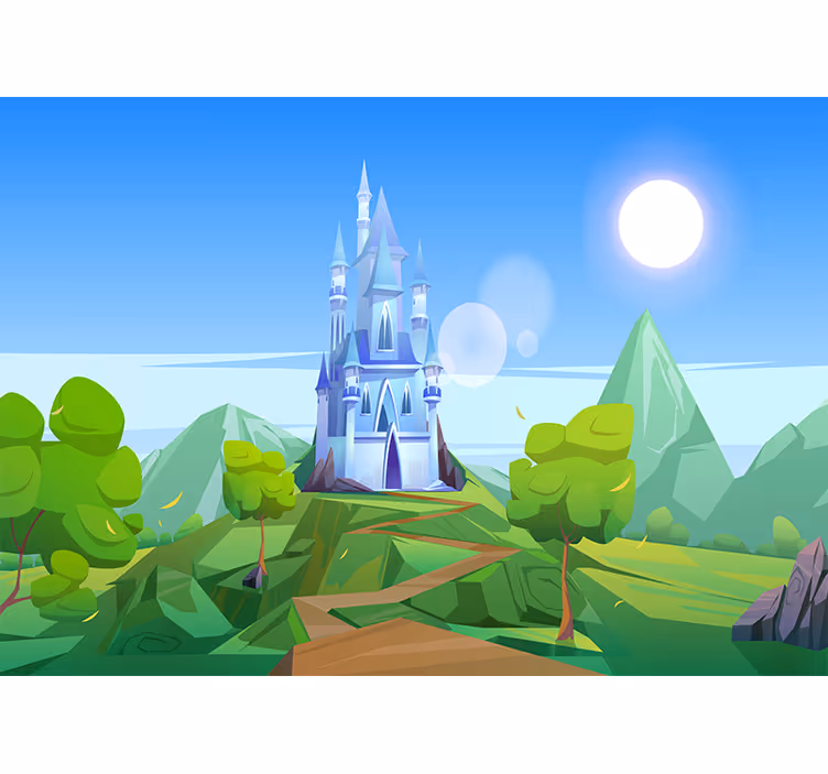 Mural de fantasía paisaje de castillo encantado - TenVinilo