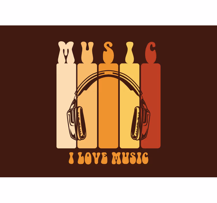 Fotomural juvenil Me encanta el diseño retro de la música - TenVinilo