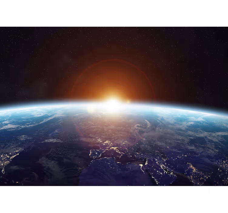 Mural del espacio vista del amanecer en la tierra - TenVinilo