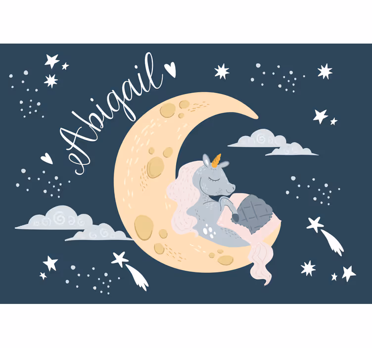 Mural infantil unicornio soñador nocturno - TenVinilo