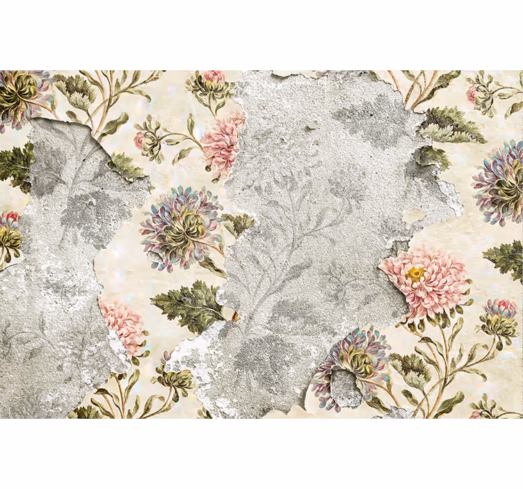 Mural de flores patrón floral vintage - TenVinilo