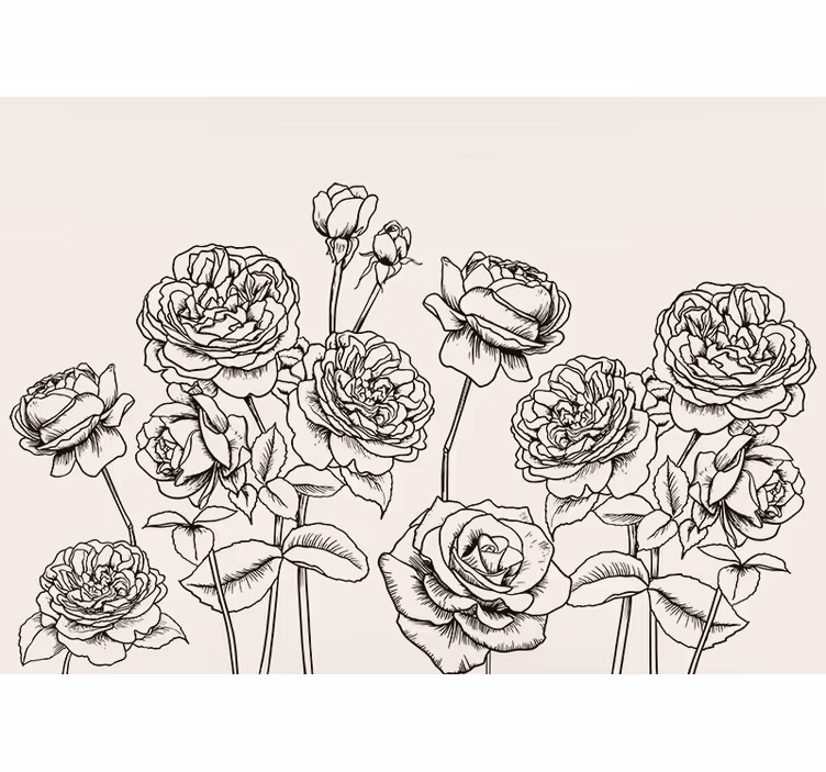 Mural de flores diseño de rosa elegante - TenVinilo
