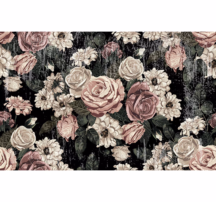 Mural de flores explosión floral vintage - TenVinilo