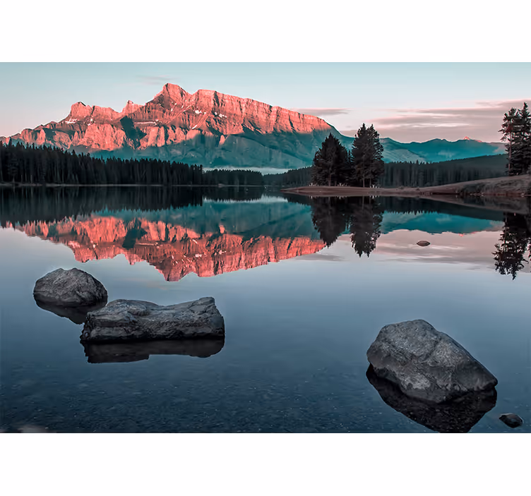 Fotomural de montañas Colores estéticos de montaña y lago - TenVinilo