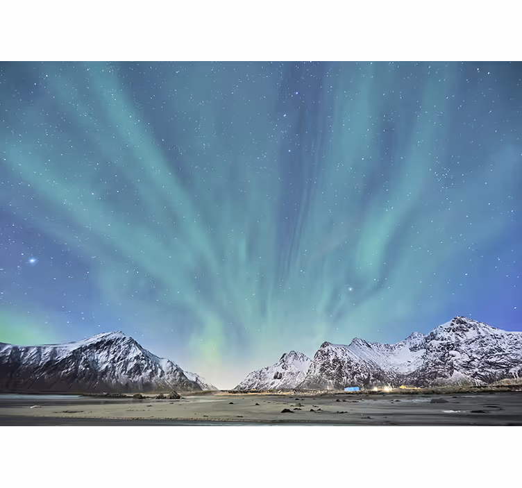 Mural de montañas experiencia de auroras boreales - TenVinilo