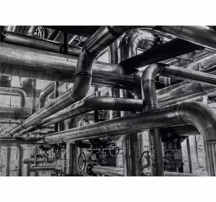 Fotomural moderno Muro de hormigón industrial con tubos. - TenVinilo