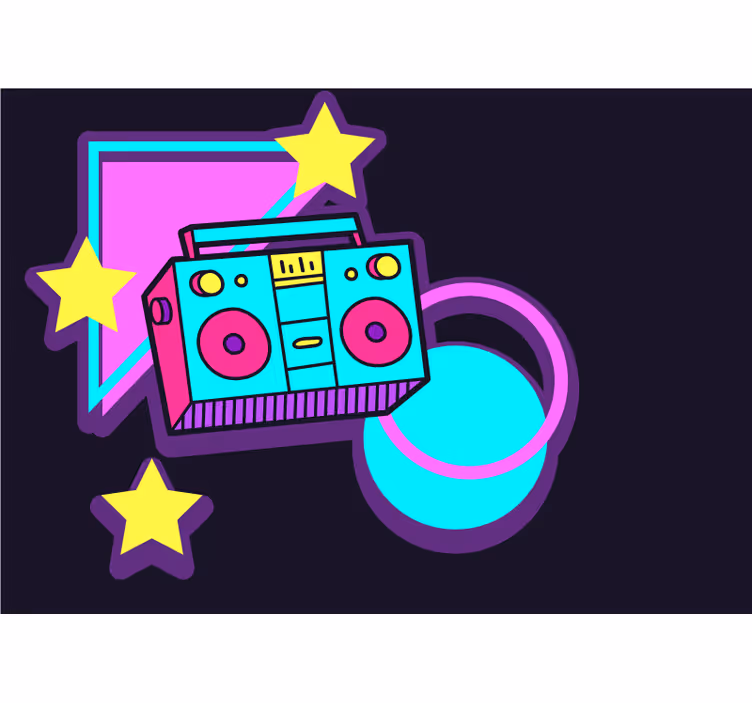 Mural de música elementos de boombox retro - TenVinilo