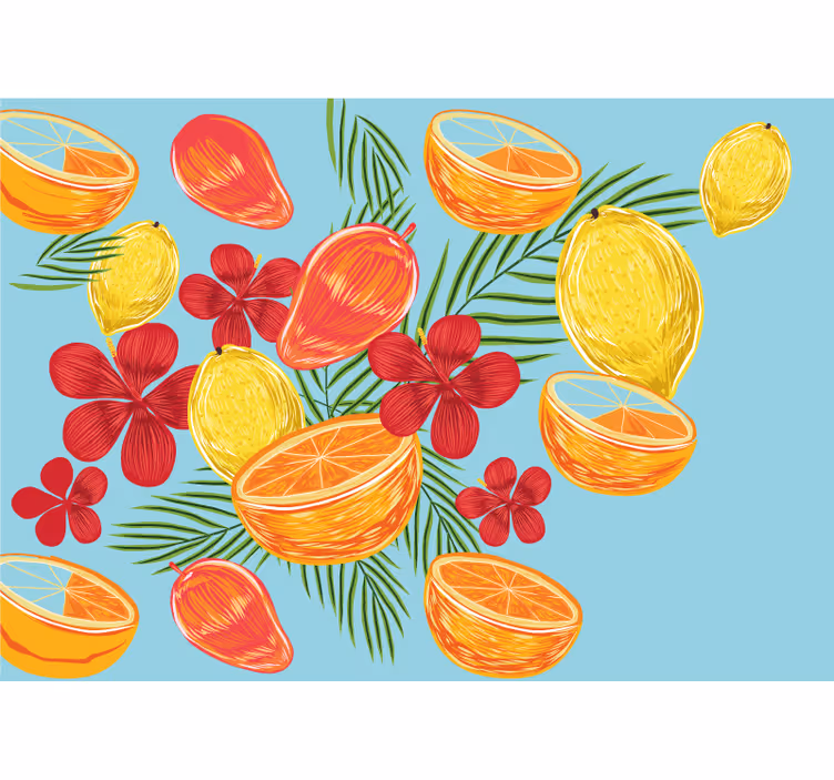 Fotomural cocina Diseño de frutas de limones pastel - TenVinilo