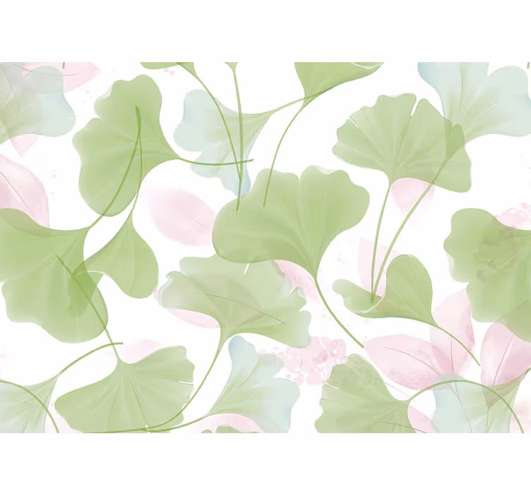 Fotomural flores Glamour acuarela ginko hojas - TenVinilo