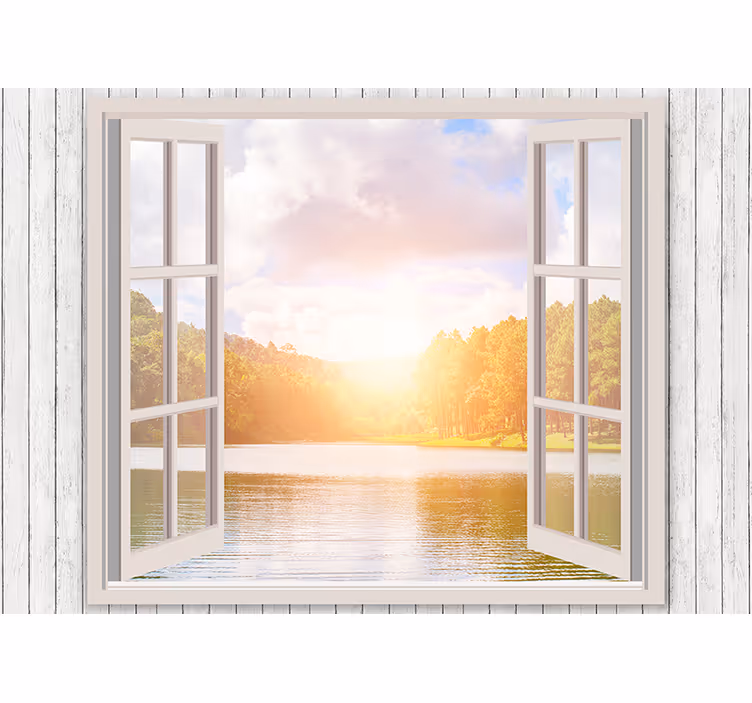 Fotomural 3D Luz del sol de la ventana en la carpa del lago - TenVinilo