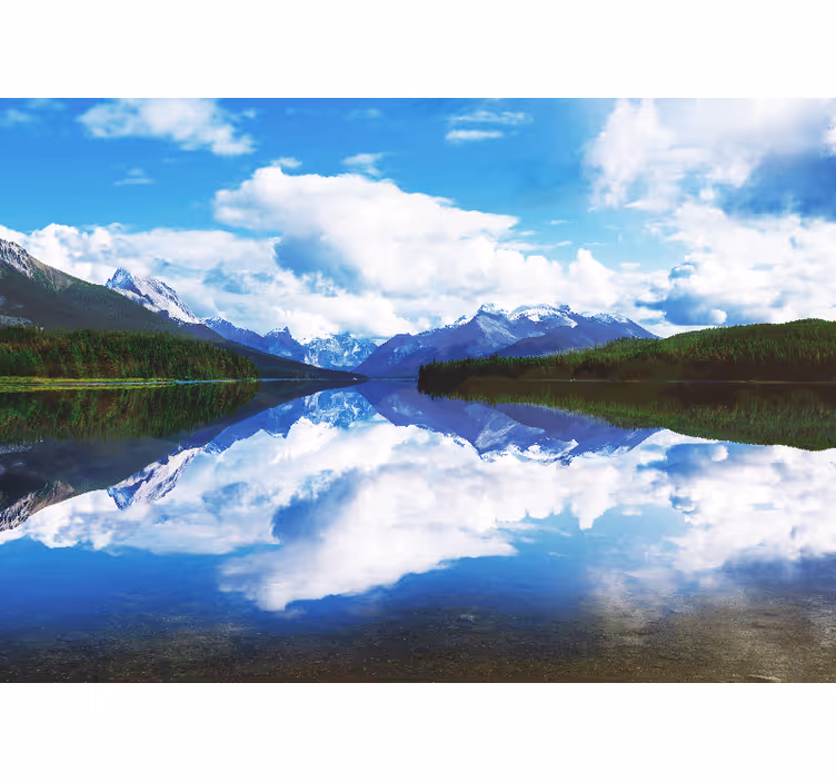 Mural de paisajes reflexión tranquila en la montaña - TenVinilo