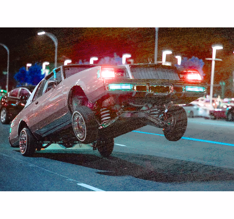 Mural de vehículos acrobacias de coches clásicos - TenVinilo