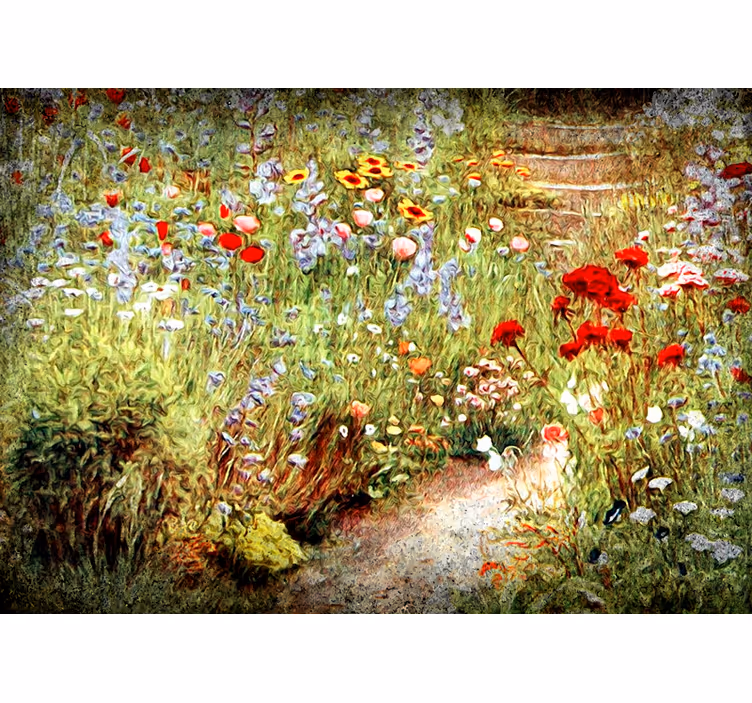 Mural de flores escena del sendero floral - TenVinilo