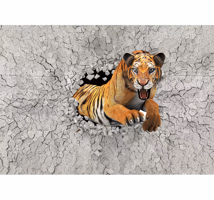 Fotomural animale Pintura de tigre 3d sólido - TenVinilo