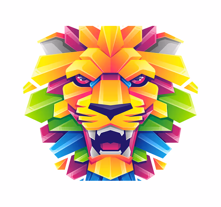 Mural de leones cara de león vibrante - TenVinilo
