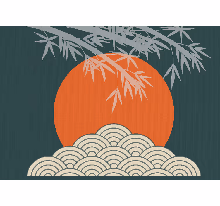 Fotomural retro Estilo japandi deja sol naranja - TenVinilo