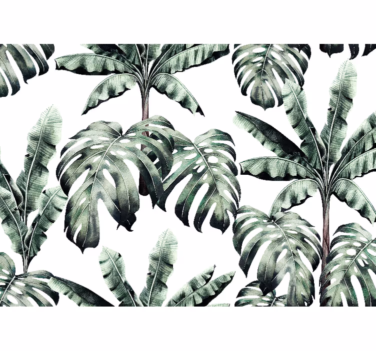 Mural de selva hojas tropicales lujosas - TenVinilo